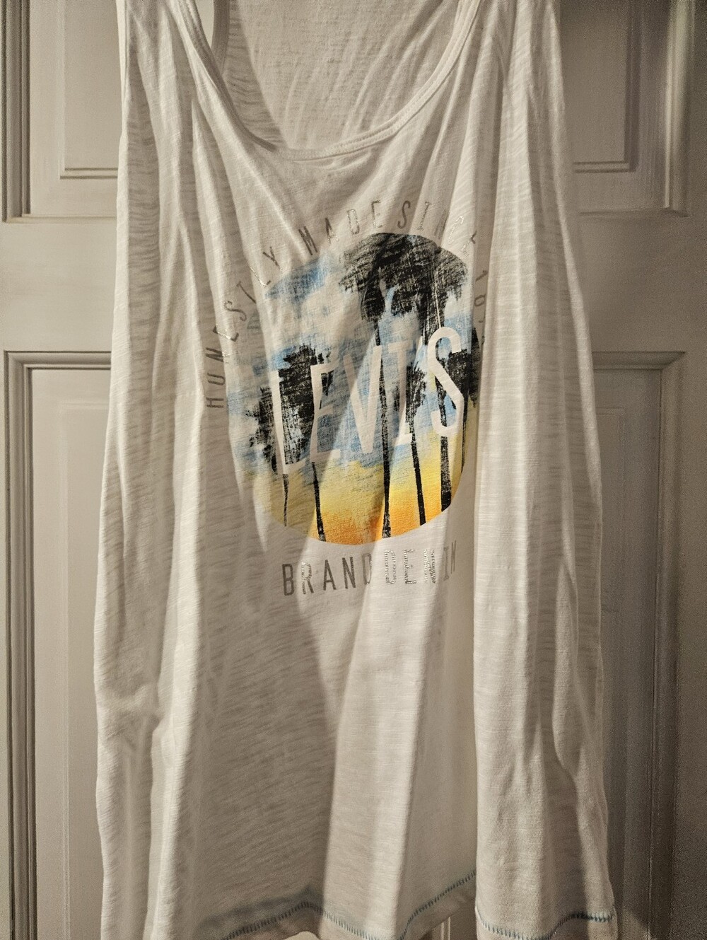 Levi's White Graphic Tank with Sunset Palms